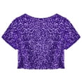 thumbnail image 2 of Aislor Women's Shiny Sequin Jacket Short Sleeve Open Front Cardigan Jacket Bolero Shrug Coat Tops Purple One Size, 2 of 7