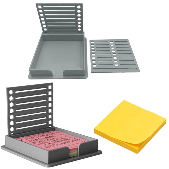 Sticky Note Dispenser with Stencil - 3x3 Notepad Organizer for To Do Lists, Plastic Memo Box for Desk Organization - Office Supplies for Teachers, and Home Use