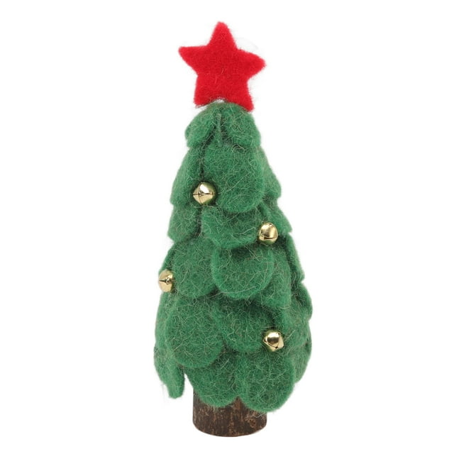 Wool Felt Christmas Tree Wood Small Christmas Tree Decorations for Home Display Window Green