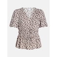 thumbnail image 6 of Time and Tru Women's and Women's Plus V Neck Shirred Peplum Top, Sizes XS-XXXL, 6 of 6