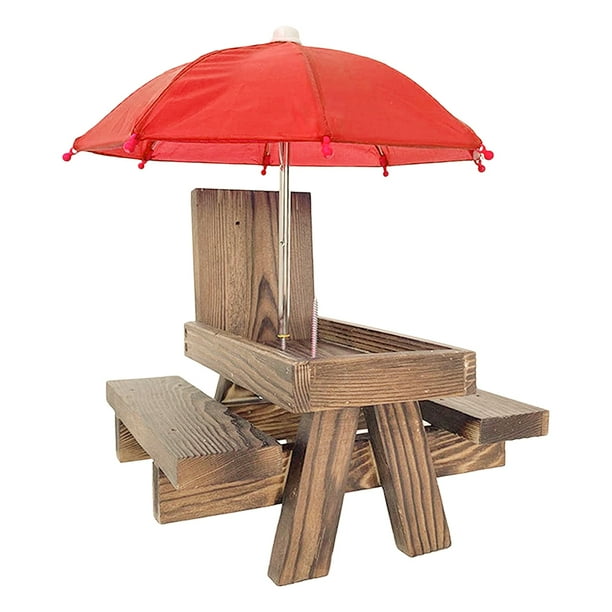 GOOHOCHY 1 juego de mesa de picnic para ardillas, dispensador de comida para ardillas, mesa para ardillas con sombrilla