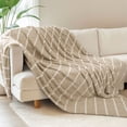 thumbnail image 2 of Regal Living Ultra Soft Cozy Knit Throw Blanket, Khaki Stripe, 90" x 90", 2 of 4