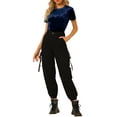 thumbnail image 2 of INSPIRE CHIC T-Shirt Décontracté pour Femme en Velours, Col Rond, Manches Courtes, G Bleu Royal, 2 of 8