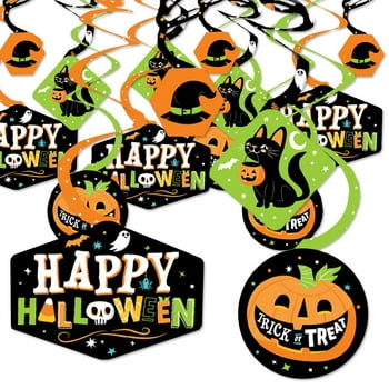 Big Dot of Happiness Jack-O'-Lantern Halloween - Kids Halloween Party Hanging Decor - Party Decoration Swirls - Set of 40