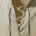 thumbnail image 4 of SSKDBFJG Men's Retro Style Drawstring Tie Long Sleeve Shirt, Casual Men's Tops Standing Collar Shirt (Khaki)XL, 4 of 6