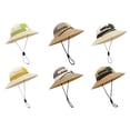 thumbnail image 4 of Summer Sun Hat for Men Women Wide Brim Quick Dry Straw Spliced Bucket Hat Breathable Outdoor Fishing Hiking Safari Cap Adjustable Chin Strap for Adults Everyday Casual Apparel Accessories Gear Set, 4 of 4