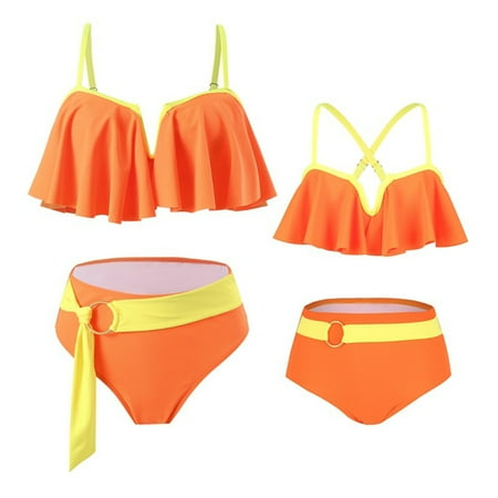 LYMAYTER Family Matching Swimsuit Mommy and Me Split Bathing Suit Halter Beach Wear Family Matching Swimwear Two Pieces Bikini Set