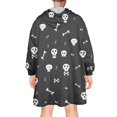 thumbnail image 2 of Wearable Oversized Blanket,Halloween Skull and Bone Pattern Wearable Blanket Hoodie for Adults,Cozy Hooded Blankets with Super Pockets,Super Warm Fuzzy Pullover for Women & Men, 2 of 6