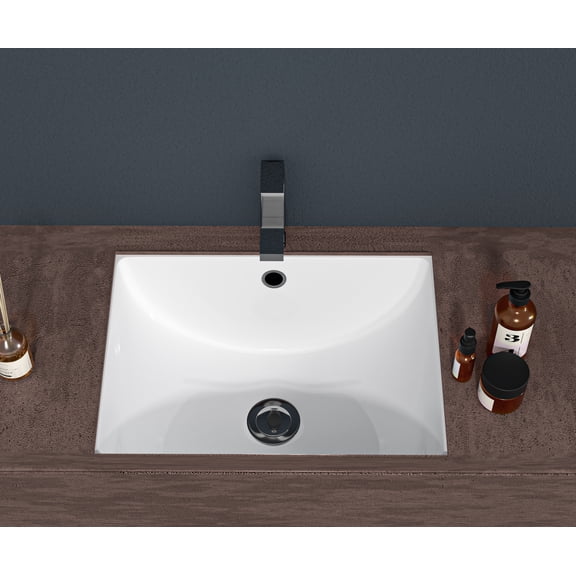 GVCXZBSS 21x14 White Ceramic Undermount Bathroom Sink with Overflow
