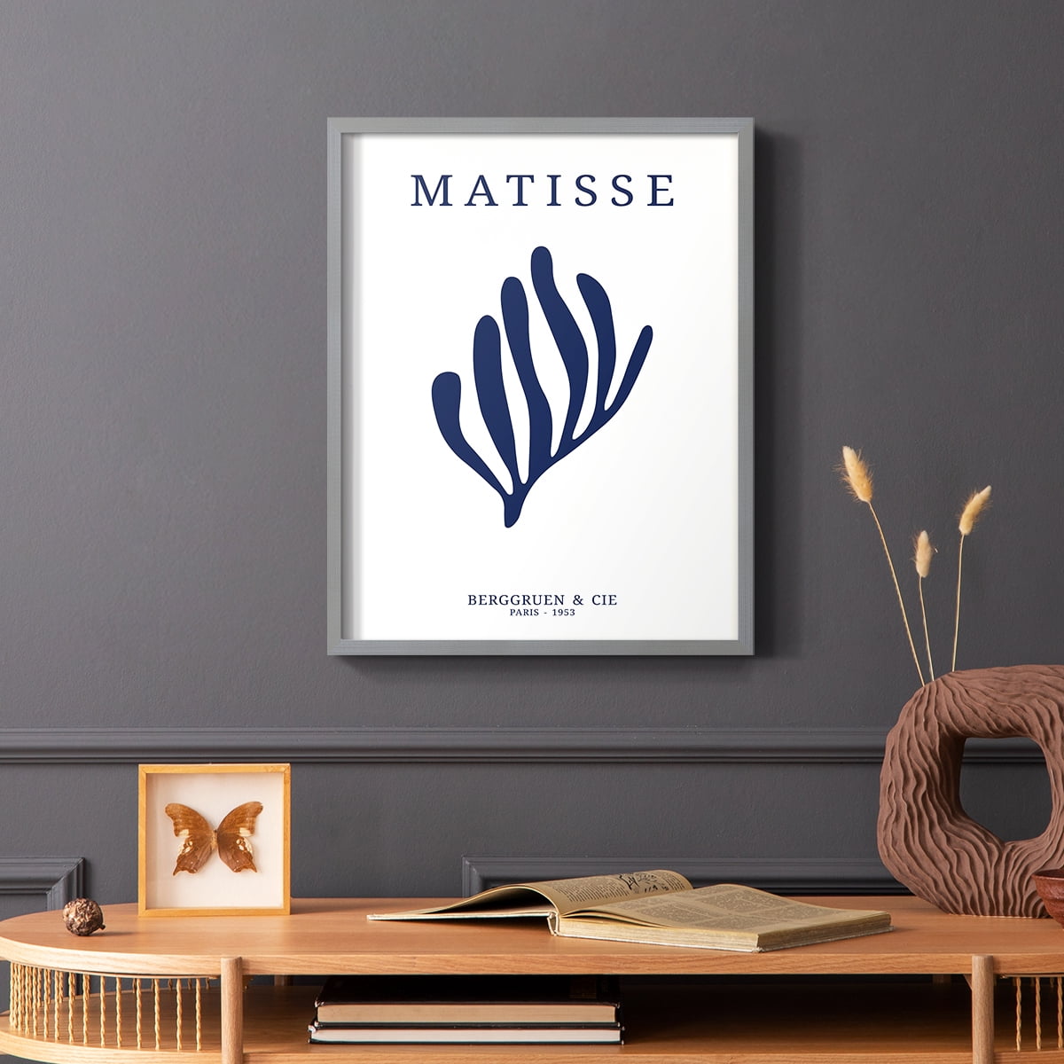 Matisse CDXIII in Gray Solid Wood Framed Print No Nail Hanging