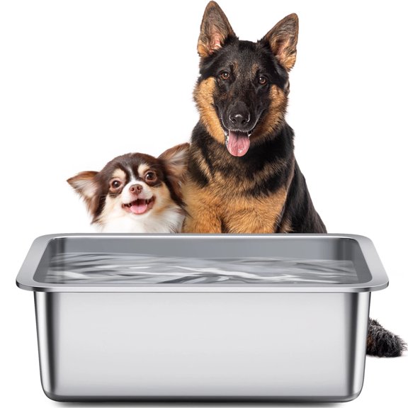 Dog Bowls 4 Gallon, Stainless Steel Dog Water Bowl, Large Capacity Pet Food Bowl Water Dish for Indoor and Outdoor