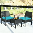 thumbnail image 1 of Costway 3PC Patio Rattan Furniture Set Coffee Table Conversation Sofa Cushioned, 1 of 10