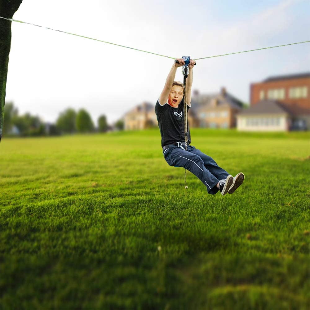 JOYMOR 118 ft Zipline Kits for Kids and Adults with Detachable Trolley