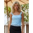 thumbnail image 2 of LMLYSoH Women's Summer Slim Fit Cami Tops Sleeveless Open Back Low Cut Lace Floral Tanks, 2 of 8