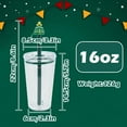 thumbnail image 2 of 16oz Christmas Plastic Cold Cups with Lids and Straws, 2 Pack Holiday Tumblers with Santa & Christmas Tree Straw Toppers, 2 of 9