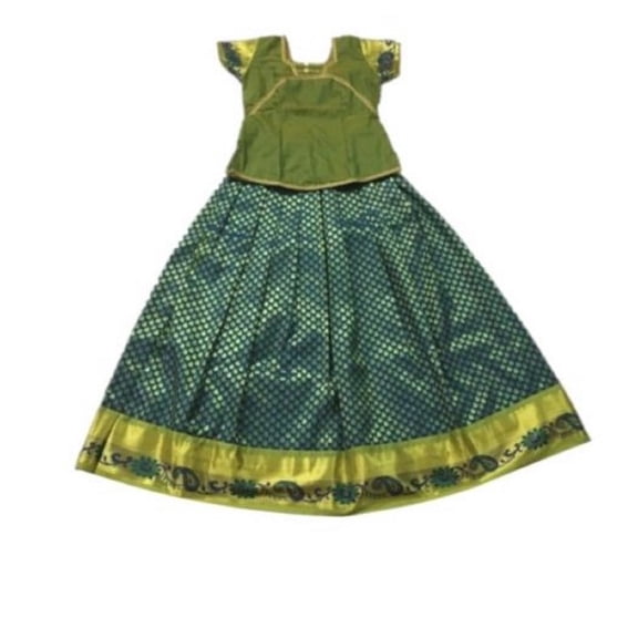 Krishna South Indian Lehenga Girls skirt GREEN - 30" (SIDG9)