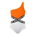 thumbnail image 4 of YONGHS Kids Girls One Shoulder One Piece Swimsuit Surf Rashguard Shirts Swimwear Orange 6, 4 of 7