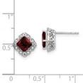 thumbnail image 2 of 14k White Gold Square Garnet and Diamond Earrings 8.25x8.25mm Wide Stud Earring for Women, 2 of 2
