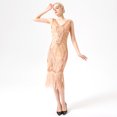 thumbnail image 4 of Vestido estilo flapper Art Deco con lentejuelas rosas de los años 20 para mujer, capa de noche para cóctel, cóctel, graduación, noche, eventos, Navidad, baile, 4 of 5