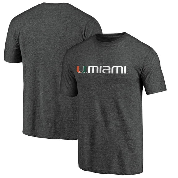 Men's Charcoal Miami Hurricanes Classic Wordmark Tri-Blend T-Shirt