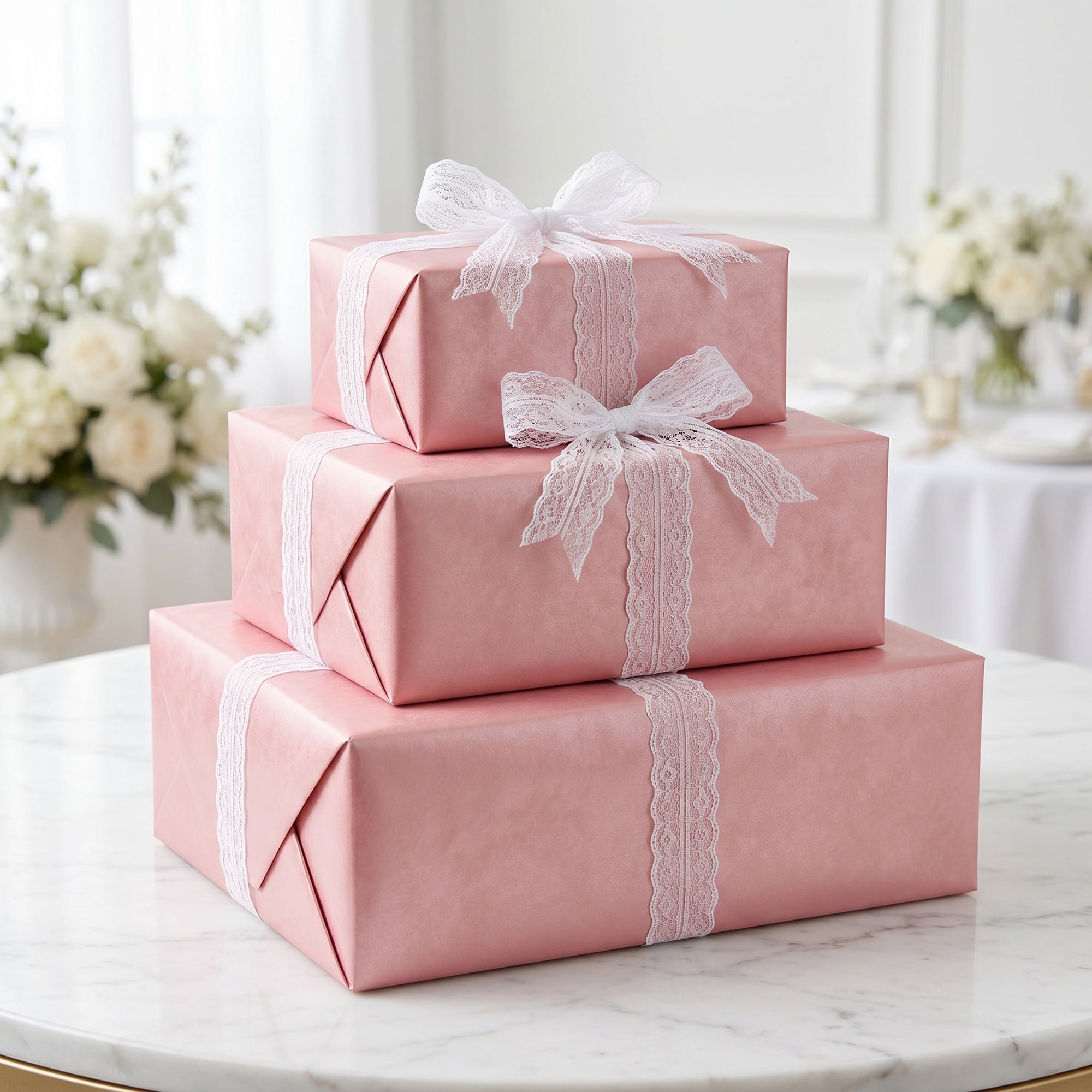 Unique Bargains 3Pcs Heavyweight Matte Gift Wrapping Paper Pink 39.4" x 27.6"