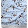 thumbnail image 1 of Soimoi Blue Poly Georgette Fabric Floral Scissor & Dots Print Fabric by the Yard 52 Inch Wide, 1 of 5