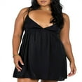 thumbnail image 1 of Robe Mini Sans Manches pour Femmes Col en V Profond Babydoll, 1 of 8