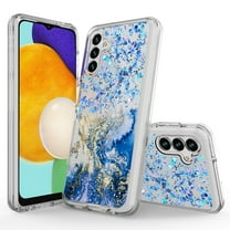 Samsung Galaxy A13 5G Case, Rosebono Hybrid Bling Glitter Sparkle Epoxy Graphic Marble Colorful Silicone Skin Cover Armor Case for Samsung Galaxy A13 5G (Blue)