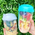 thumbnail image 4 of Portable Salad Cup with Fork Fresh Salad Container Bottle Vegetable Fruit Breakfast Lunch Carry To Go for Work Travel Picnic pink, 4 of 6