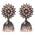 thumbnail image 1 of Efulgenz Indian Oxidized Jewelry Boho Vintage Tribal Crystal Faux Pearl Floral Dangle Statement Earrings for Women, 1 of 4