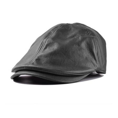 - DZT1968 Mens Women Vintage Leather Beret Cap Peaked Hat Newsboy Sunscreen