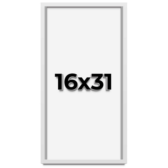 16x31 Shadow Box Frame White | 1 Inches Deep Real Wood Contemporary Shadowbox Display Frame | UV