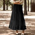 thumbnail image 2 of Riforla Tulle Skirts for Women Long Length Tutu Fairy Tiered Skirt A Line Mesh Elastic Waist Skirts Womens Skirts Black One Size, 2 of 5