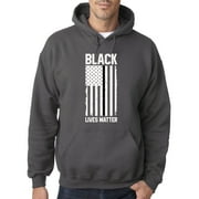 Trendy USA 1088 - Adult Hoodie USA Flag Black Lives Matter Human Rights Sweatshirt XL Charcoal