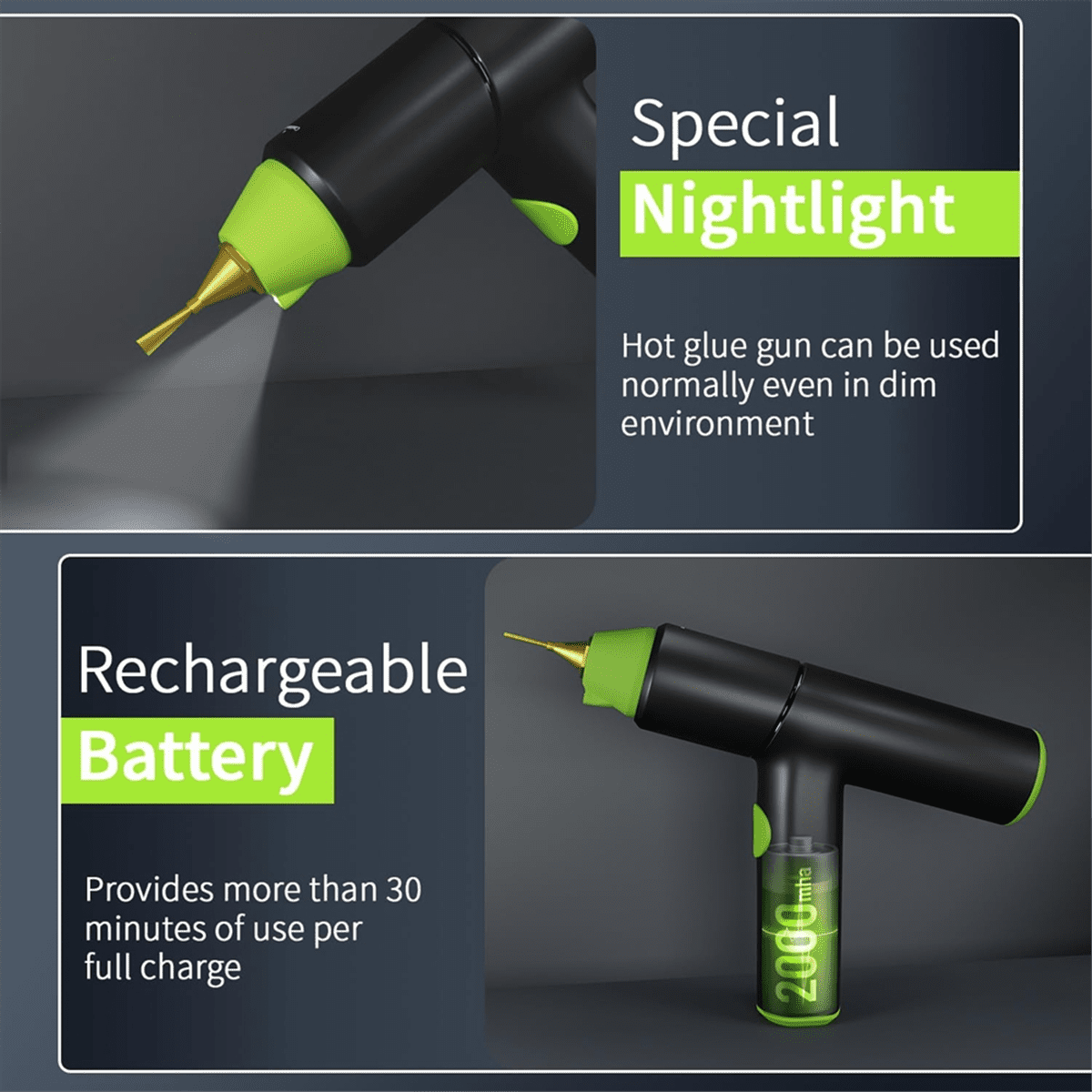 Hot Glue GunSet, Cordless Glue Gunwith Stand USB Rechargeable Preheating Auto Shutoff Hot Melt Glue GunTool for DIY