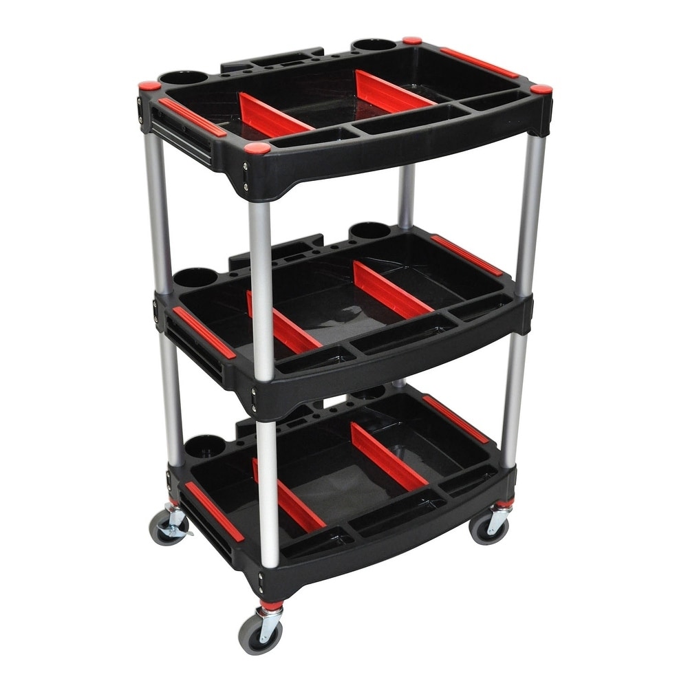 Luxor Rolling 3 Shelf Mechanics Tool Storage Utility Cart with 3