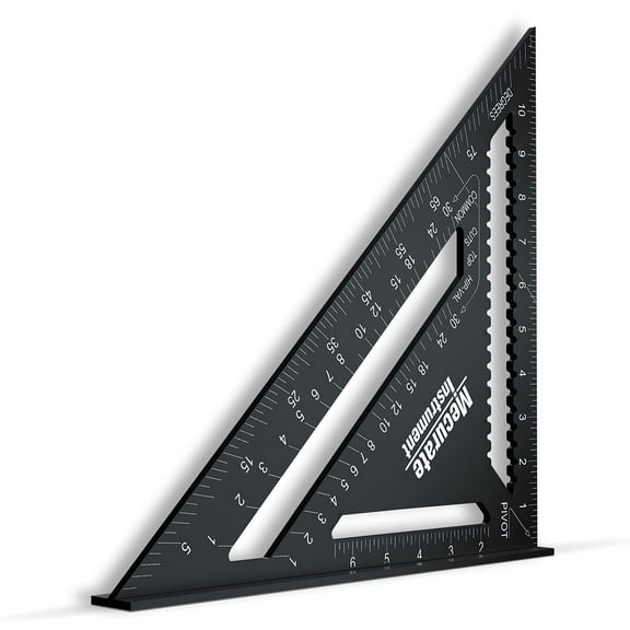 12 Inch Heavy-Duty Aluminum Alloy Triangle Rafter Square, Durable Carpenter's Layout Tool with Easy-to-Read Scales for Angle Measurement, Marking & Cutting Guide