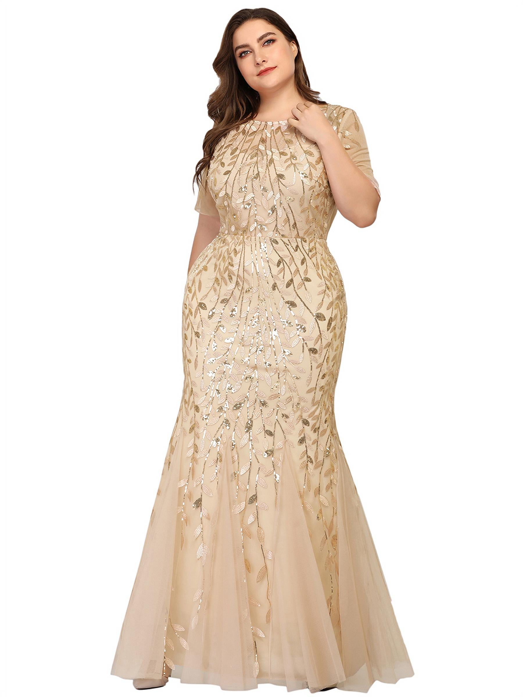 Sequin Golden Bridesmaid Formal Evening Cocktail Prom Party Gown Dress Mermaid