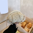 thumbnail image 4 of Yucurem Retro Straw Woven Dumpling Bag with Seashell Chain, Bohemian Beach Handbag for Summer Wedding Party Supplies (Beige), 4 of 9