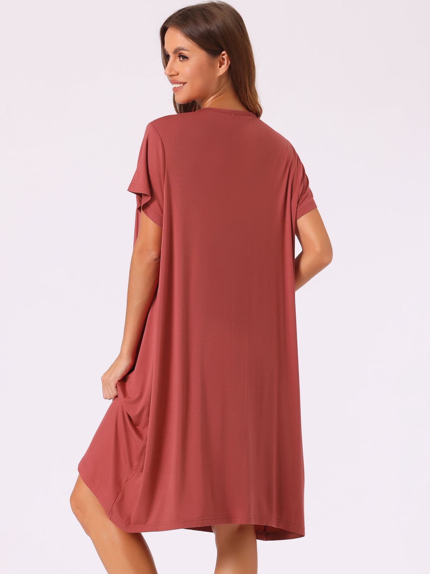 DARING DIVA Women's Cotton Sleepwear Short Sleeve Cozy Loose Sleepshirt 3XL Brick Red
