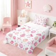 thumbnail image 3 of Manfei Cartoon Pink White Seashell Twin Sheet Sets for Kids Boys and Girls, Coral Bow Bedding 3-Piece, 1 Flat Sheet, 1 Fitted Sheet and 1 Pillowcase, 3 of 6