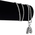 thumbnail image 2 of Micro Letter A Rope Chain Initial Pendant Bling Silver Tone Monogram Name Hip Hop Necklace 24" In, 2 of 6