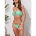 thumbnail image 2 of DARING DIVA Women's O Ring Ruched Bandeau Ribbed Bikini Set X-Large Mint Green, 2 of 6