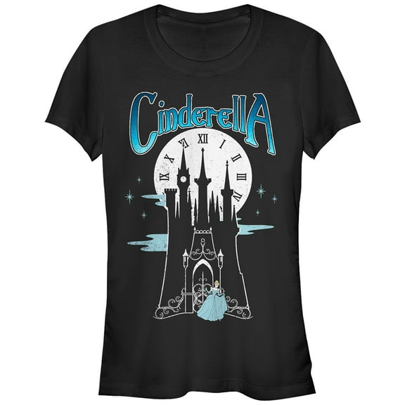 Junior's Cinderella Midnight at the Castle  Graphic Tee Black Large