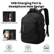 19 inch Travel Laptop Backpack, Business Backpack Anti Theft Slim Durable Bookbag with USB Charging Port, Water Resistant School Backpack for Women & Men Fits 13-16.5 inch Laptop and Notebook - Black