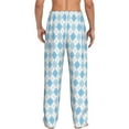 thumbnail image 3 of Uemuo Blue and White Squares Pattern Men's Wide Leg Palazzo Lounge Pants with Pockets Light Weight Loose Comfy Casual Pajama Pants-XX-Large, 3 of 9