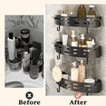 thumbnail image 3 of Bxaolu Corner Shower Caddy Plastic with 2 Hooks Wall Mounted Bathroom Shelf Storage Organizer Adhesive No Drilling 3 Pack, Black Only for 90-Degree Corner, 3 of 8