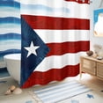 thumbnail image 5 of No Hook Shower Curtain, Puerto Rico Flag Shower Curtains for Bathroom with See Through Top Window, Palm Leaf Botanical Red Striped Blue Star Waterproof & Washable Bath Curtain Standard 72"x72", 5 of 9