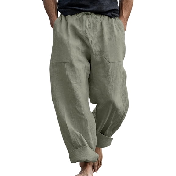 XIAOCHA Drawstring Waist Pants for Men Casual Everyday Relaxed Fit Baggy Trousers