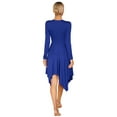 thumbnail image 2 of Doomiva Women Praise Dance Dress Long Sleeve Asymmetrical Hem Lyrical Liturgical Dancewear Blue S, 2 of 7